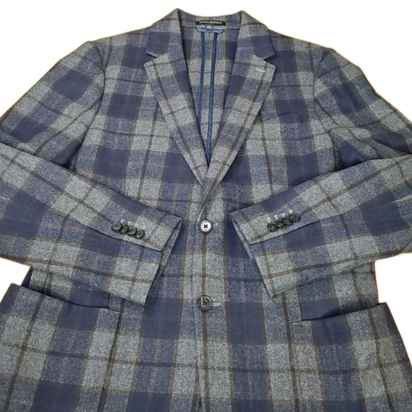 Banana Republic Wool Blazer Jacket Men 42 Long Plaid Unstructured Tailored Fit - Picture 8 of 15